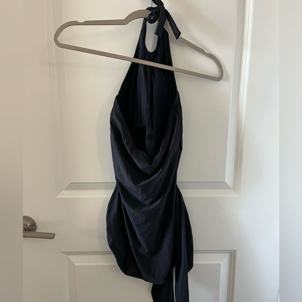 Hermonza Genevieve High Halter Neck Sash Tie One-Piece Swimsuit - Picture 8 of 11